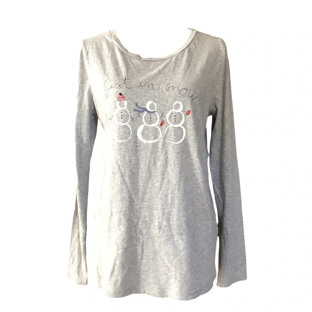 Loft Snow Print 3/4 Sleeve Blouse